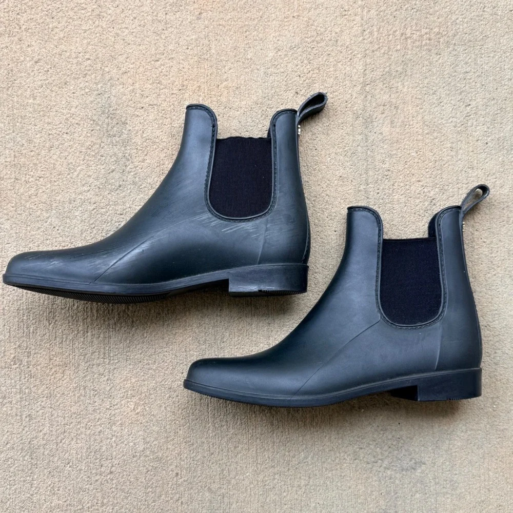 Sam Edelman Tinsley Matte Black Chelsea Ankle Rain Boots Womens 9 Waterproof